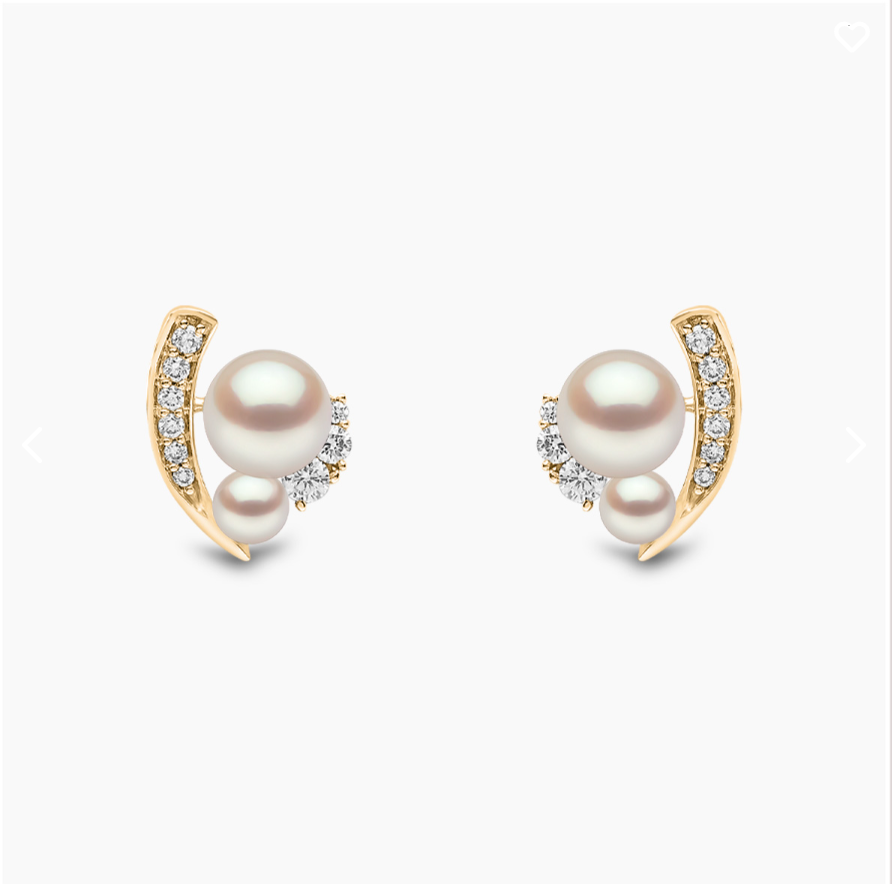 18K Yellow Gold Freshwater Pearl & Diamond Stud Earrings
