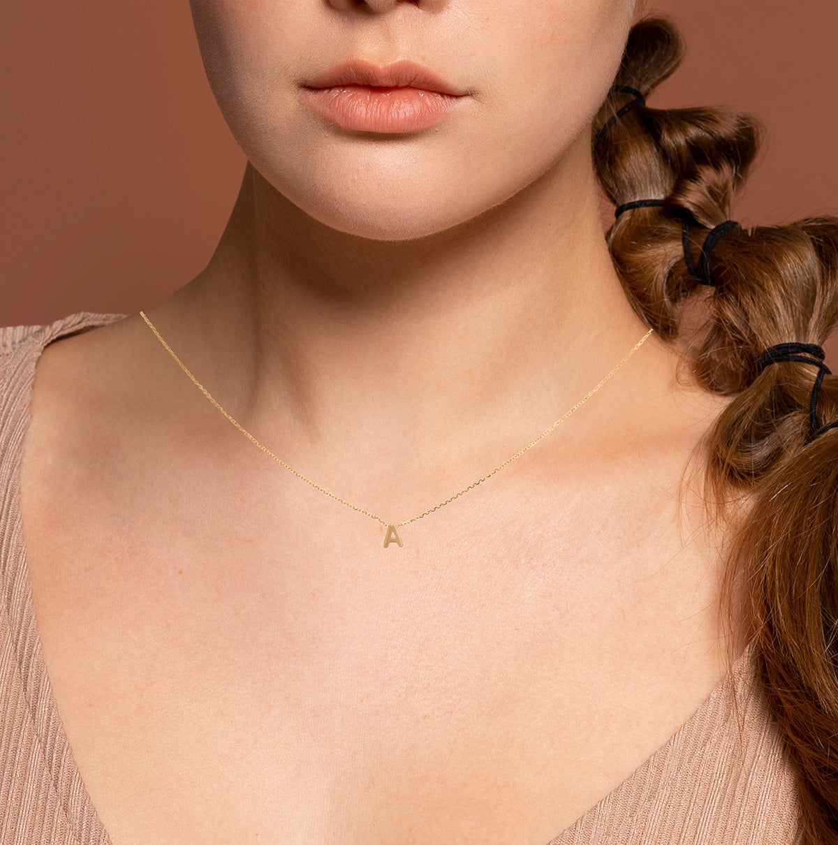 9K YELLOW GOLD MINI "A" PENDANT