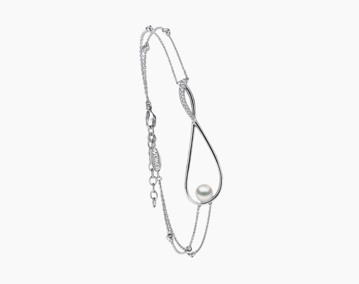 18K WHITE GOLD AKOYA PEARL & DIAMOND BRACELET