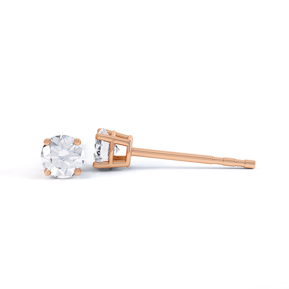 4 Claw Round Cut Diamond Studs