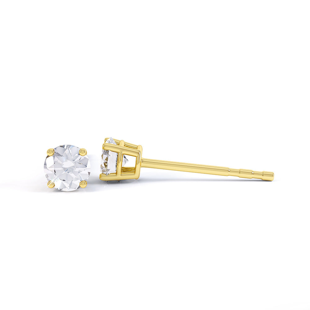 4 Claw Round Cut Diamond Studs
