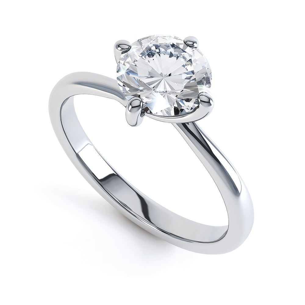 4 Claw Round Cut Diamond Twist Solitaire - JQD1005