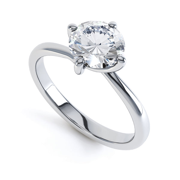 4 Claw Round Cut Diamond Twist Solitaire - JQD1005