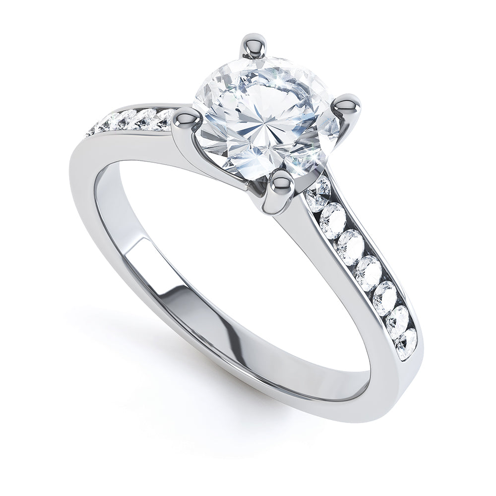Round Engagement RIng with Diamond Set Shoulders - JQD1014
