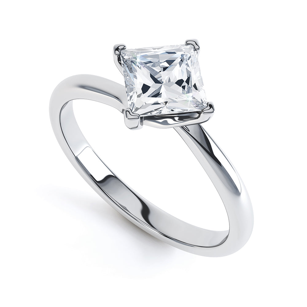 4 Claw Princess Cut Diamond Twist Solitaire - JQD1012