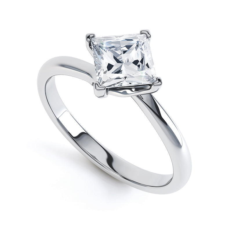 4 Claw Princess Cut Diamond Twist Solitaire - JQD1012