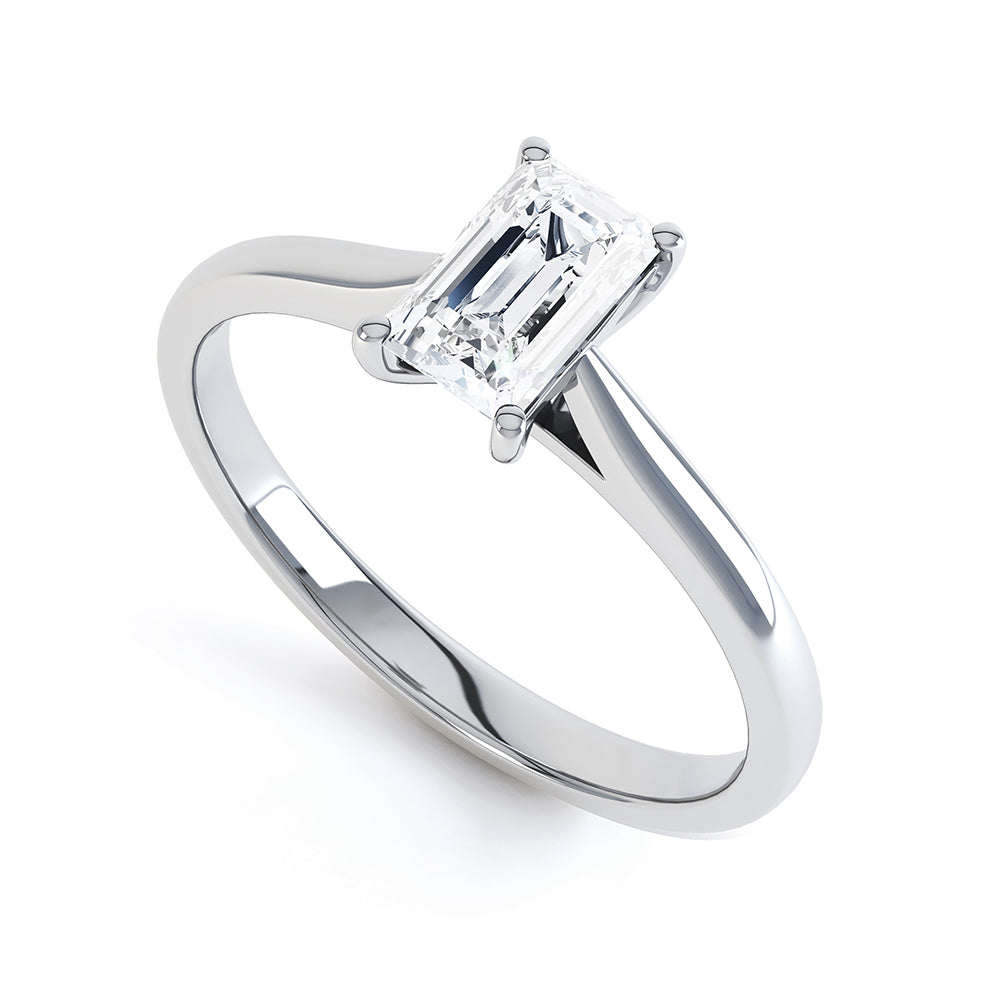 4 Claw Emerald Cut Diamond Solitaire - JQD1026