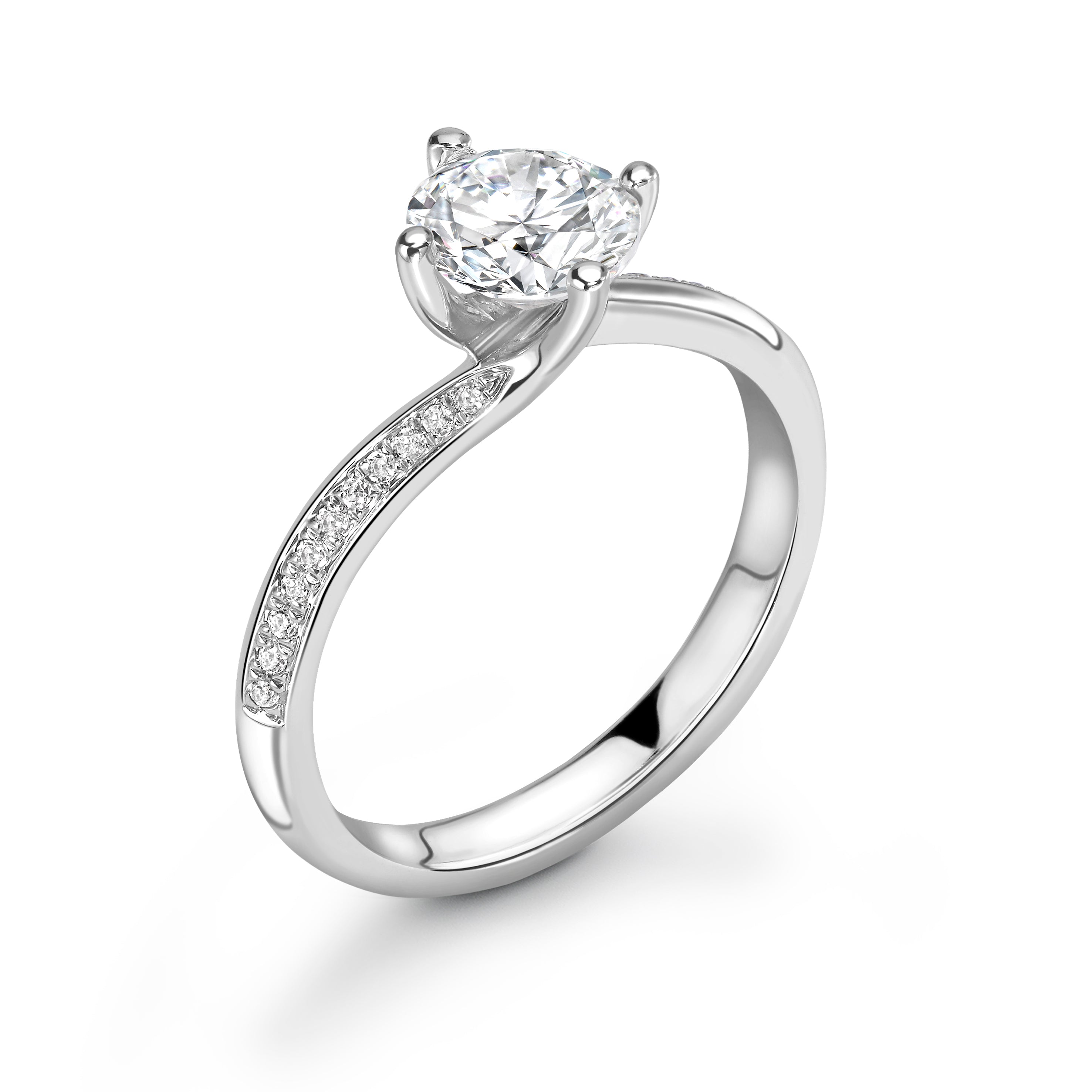 Ellie - Round Brilliant, Shoulder Set Diamond Ring