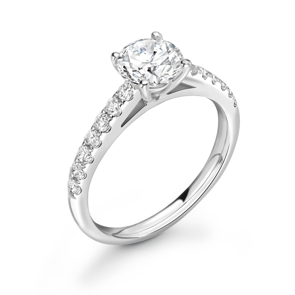 Hazel - Round Brilliant, Shoulder Set Ring