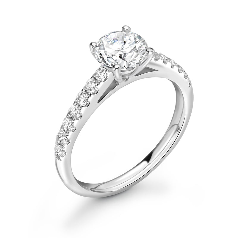 Hazel - Round Brilliant, Shoulder Set Ring
