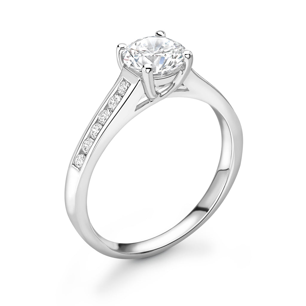 Lucy - Round Brilliant, Shoulder Set Ring