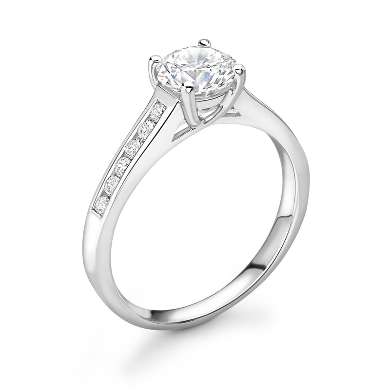 Lucy - Round Brilliant, Shoulder Set Ring
