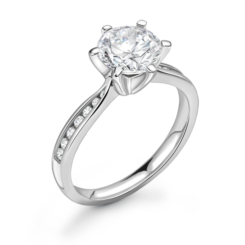 Zoe - Round Brilliant, Shoulder Set Ring