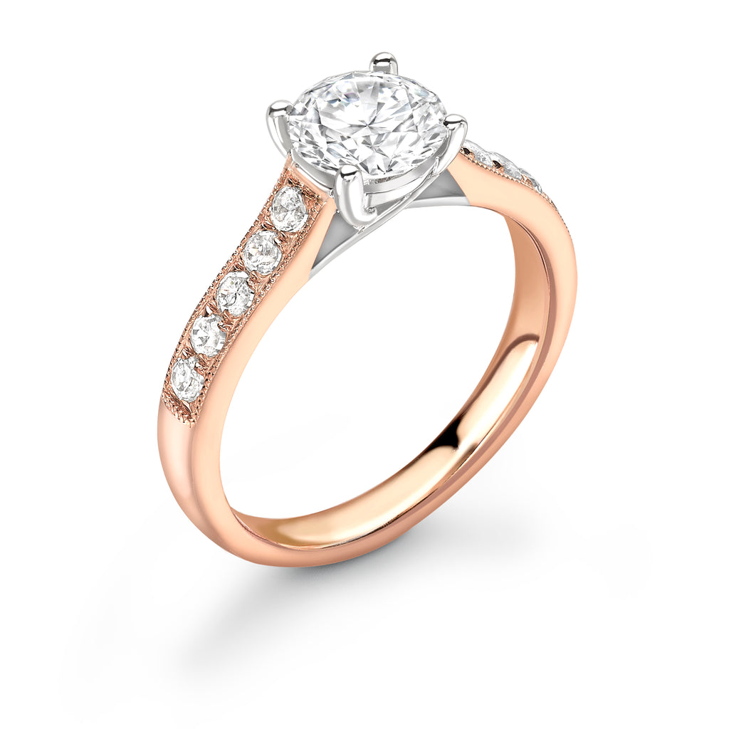 Stella - Round Brilliant, Shoulder Set Ring