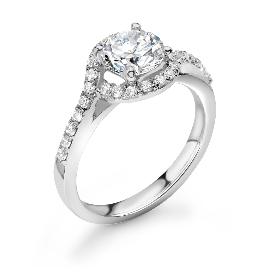 Autumn - Round Brilliant Halo, Shoulder Set Ring