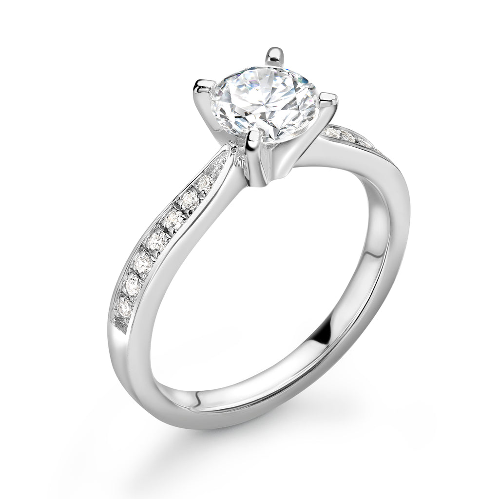 Aubrey - Round Brilliant, Shoulder Set Ring