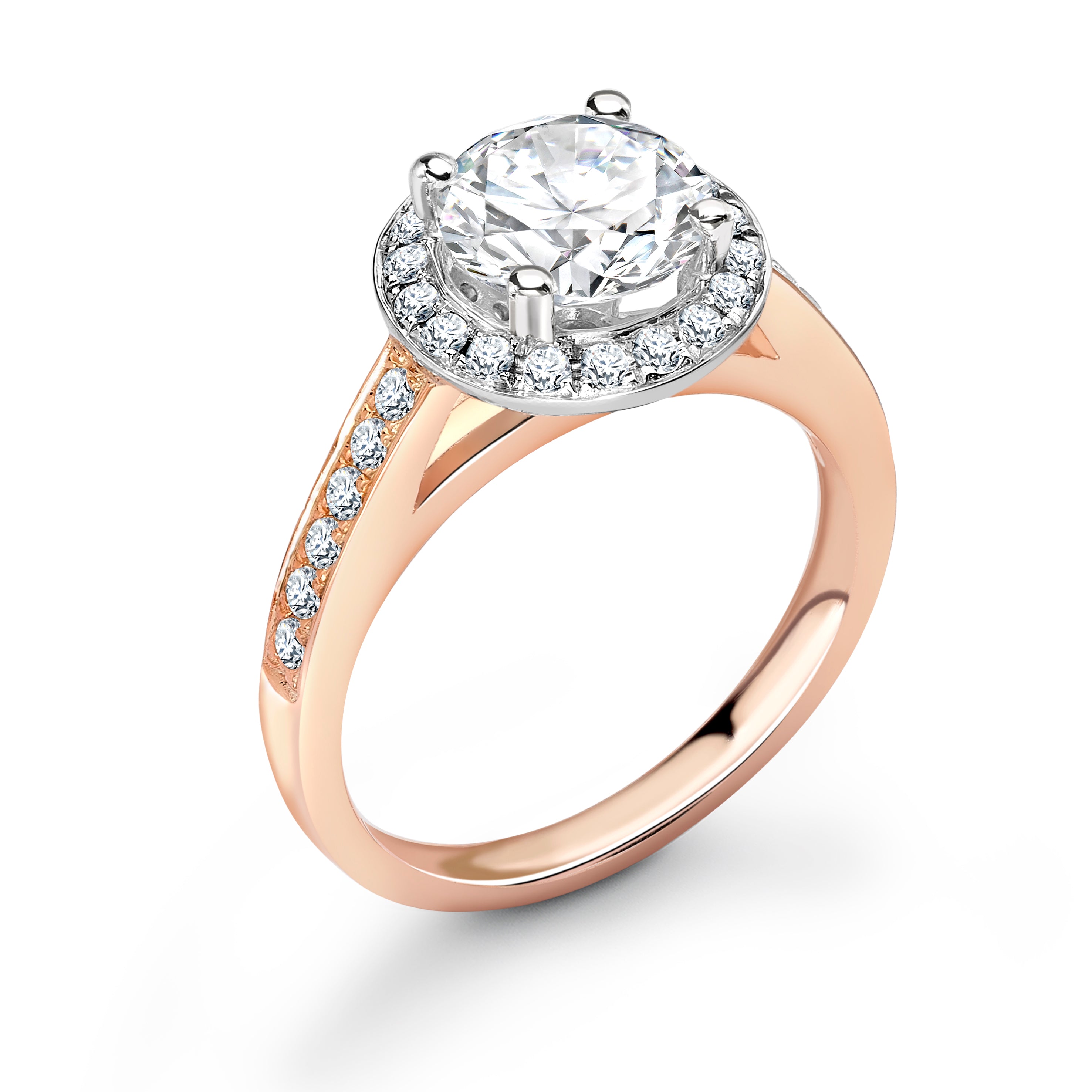 Serenity - Round Brilliant Halo, Shoulder Set Ring