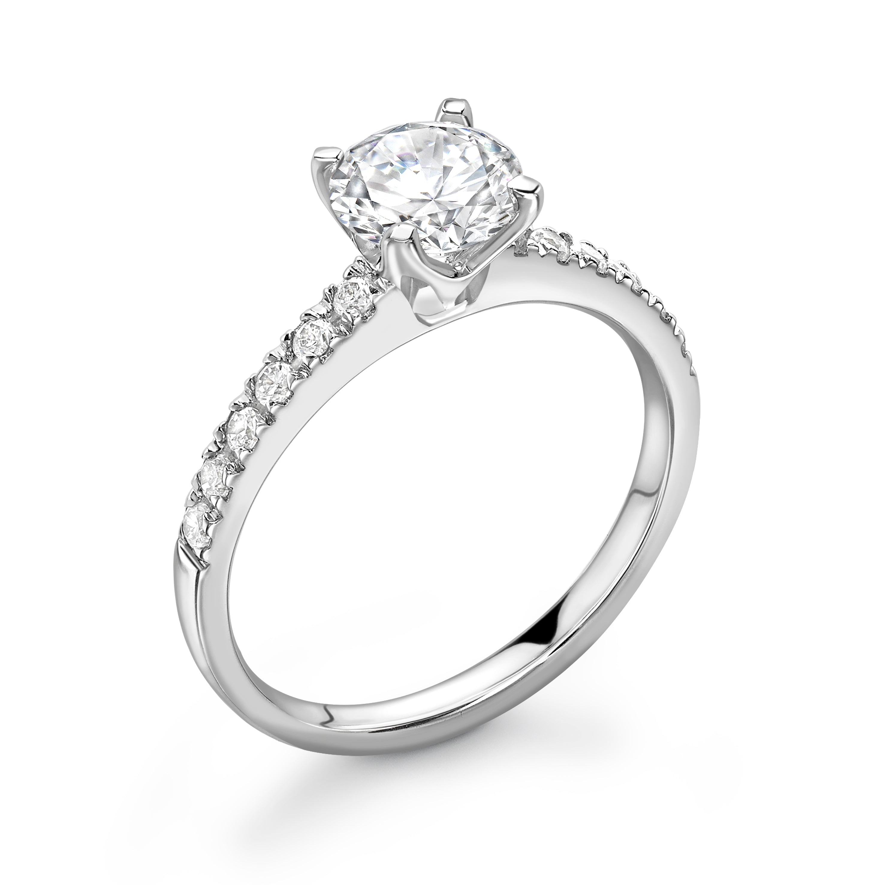Evelyn - Round Brilliant, Shoulder Set Ring