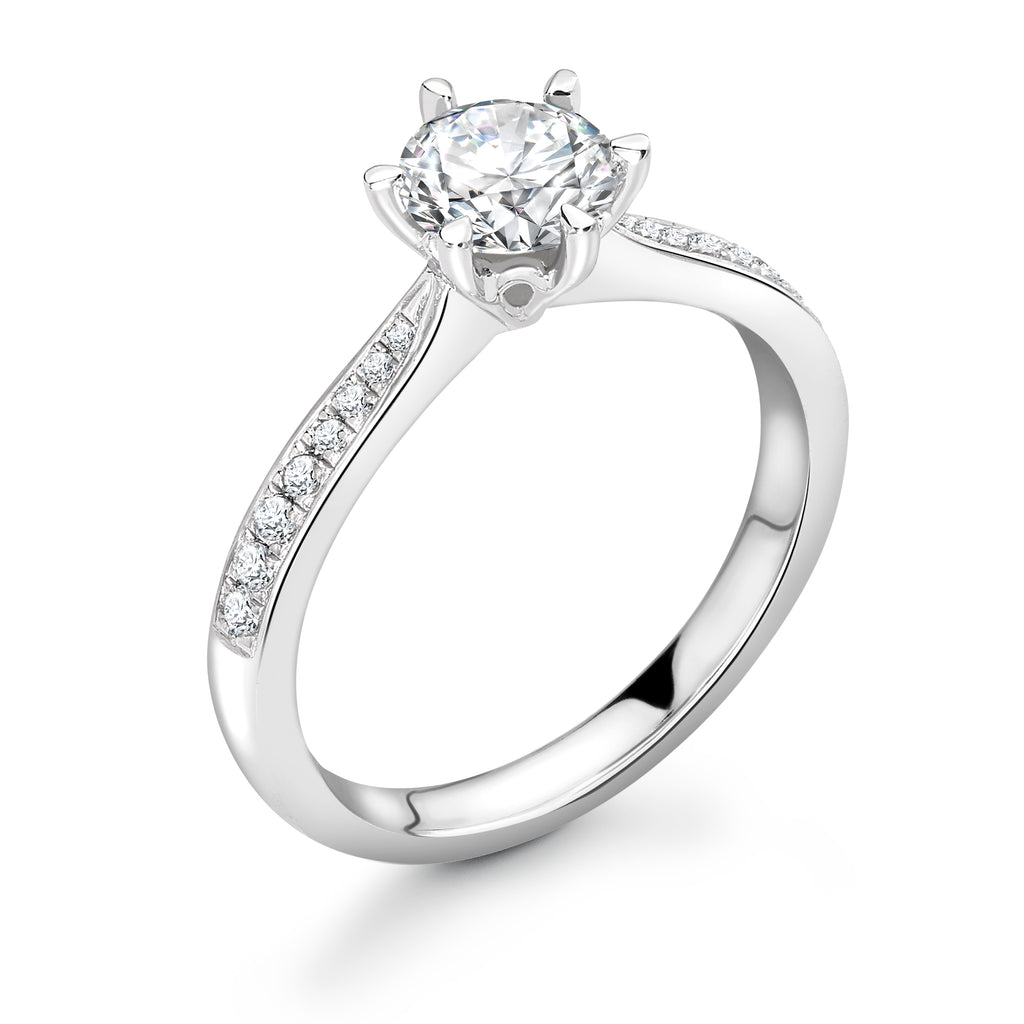 Eleanor - Round Brilliant, Shoulder Set Ring