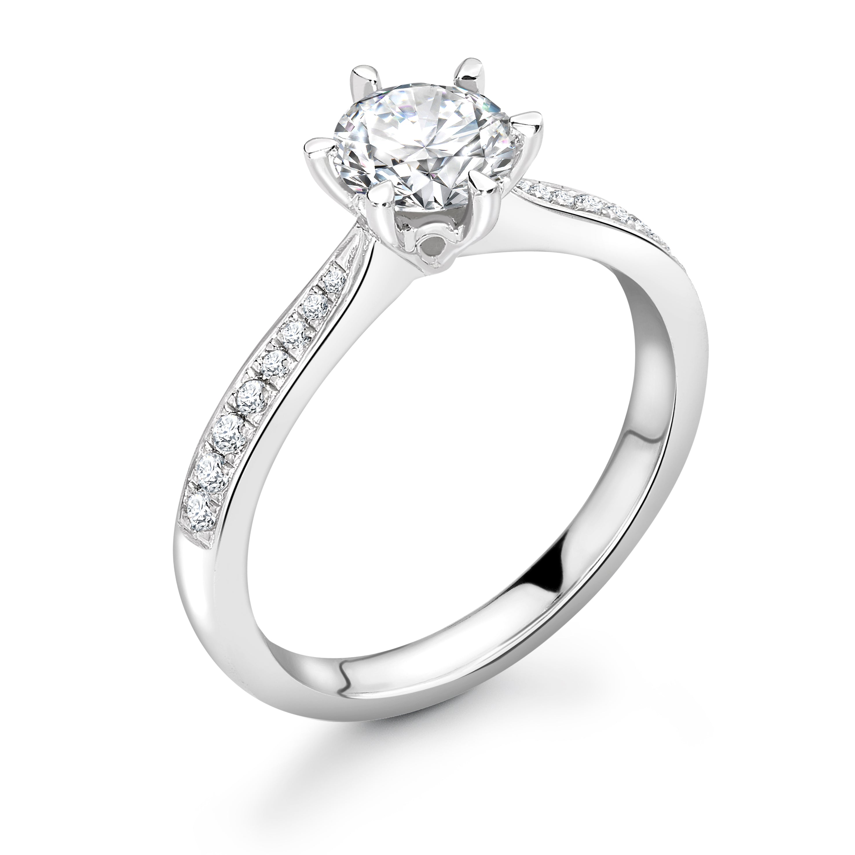 Eleanor - Round Brilliant, Shoulder Set Ring