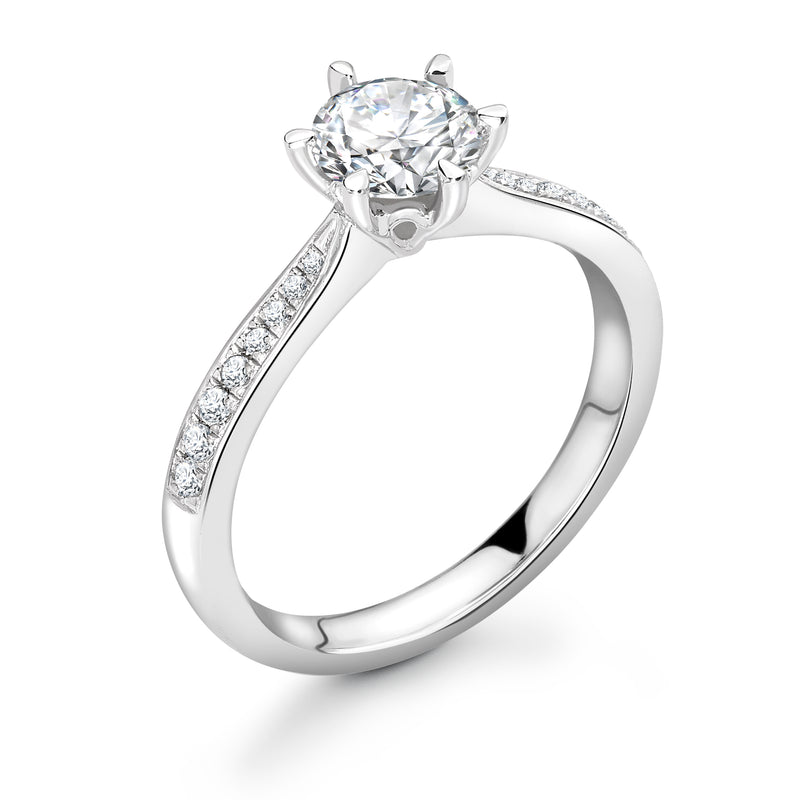 Eleanor - Round Brilliant, Shoulder Set Ring