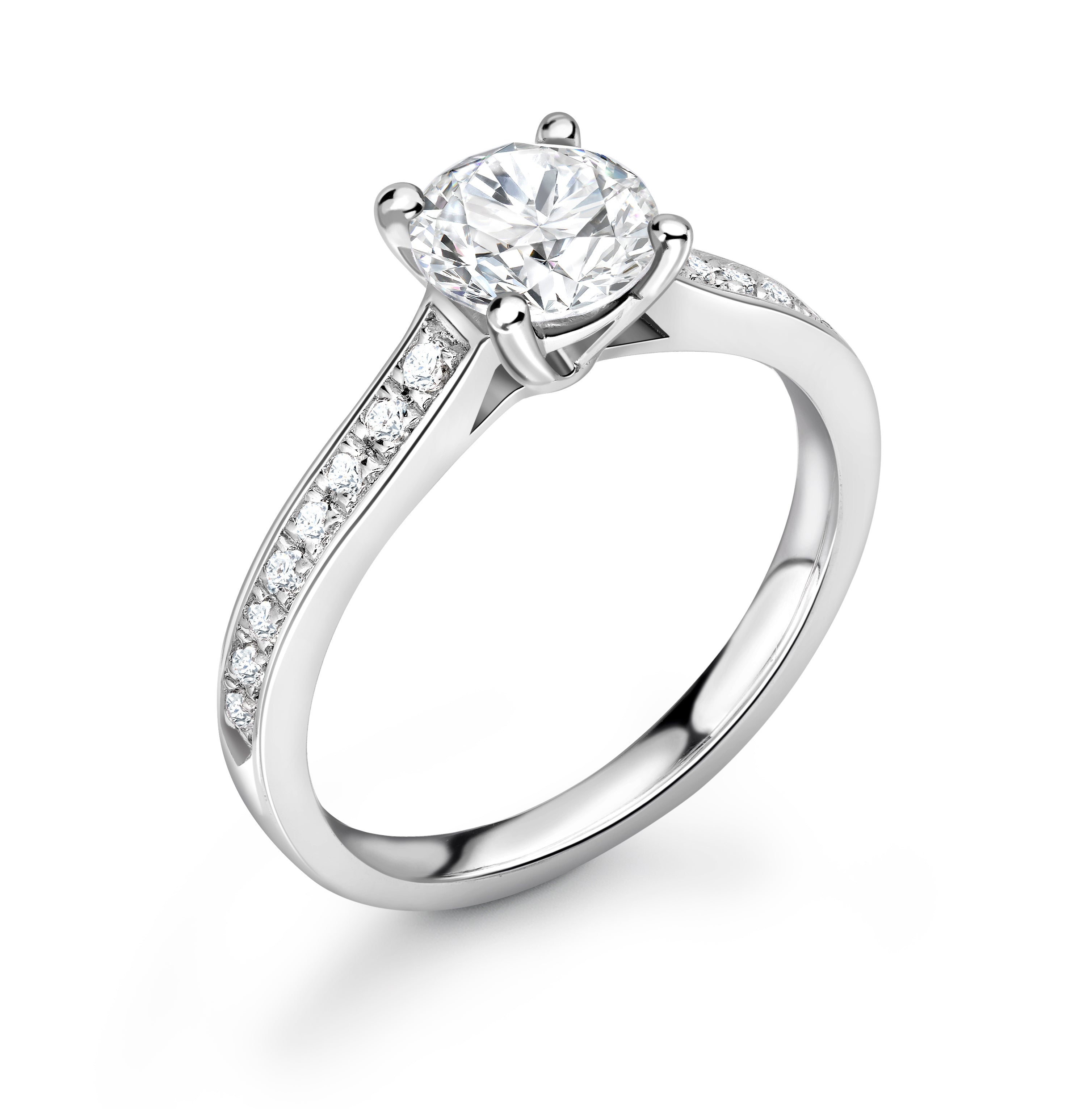 Skylar -  Round Brilliant, Shoulder Set Ring