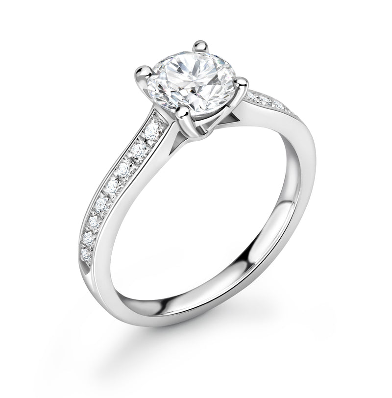Skylar -  Round Brilliant, Shoulder Set Ring
