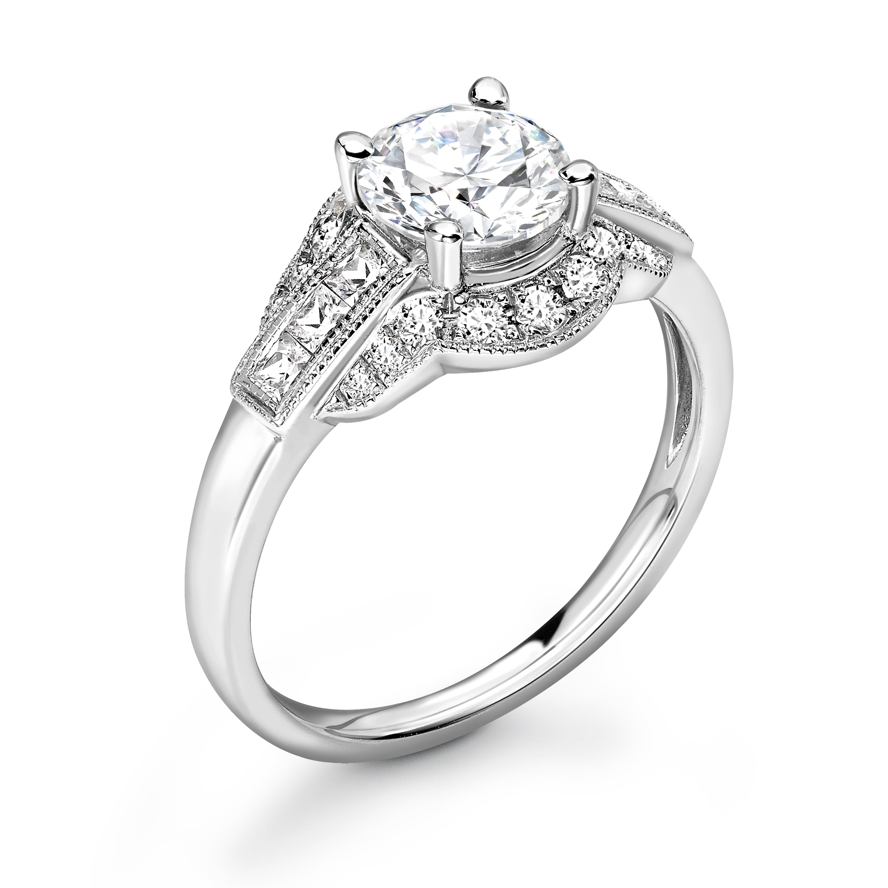 Grace - Round Brilliant, Art Deco Style Ring