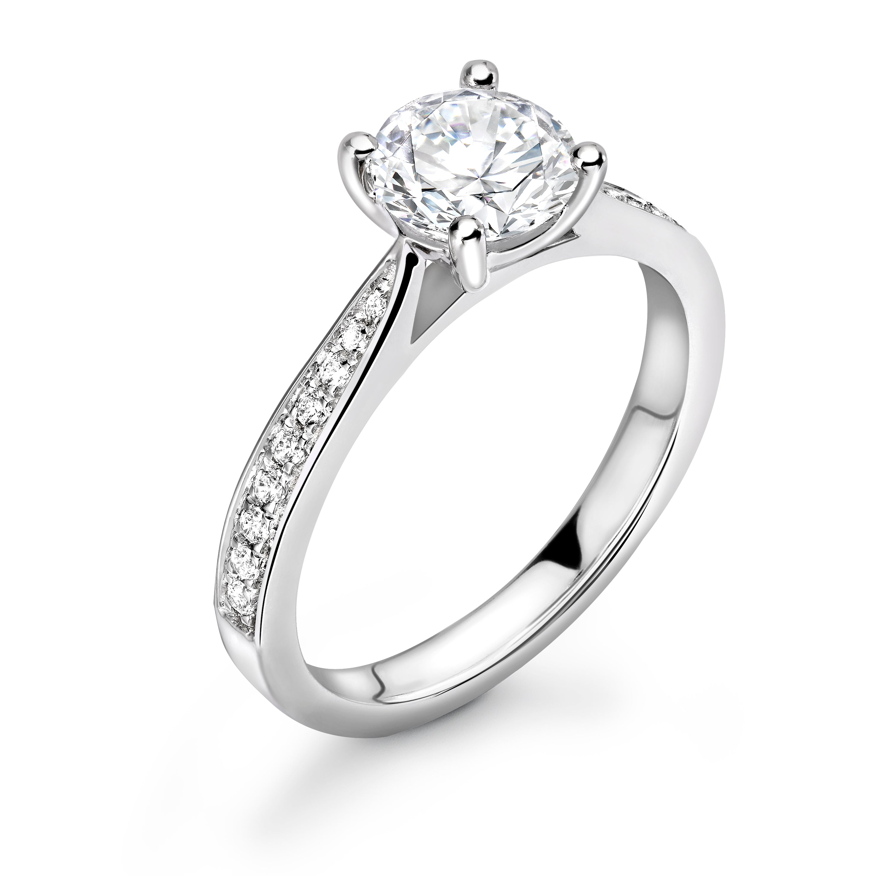 Sophia - Round Brilliant Shoulder Set Ring