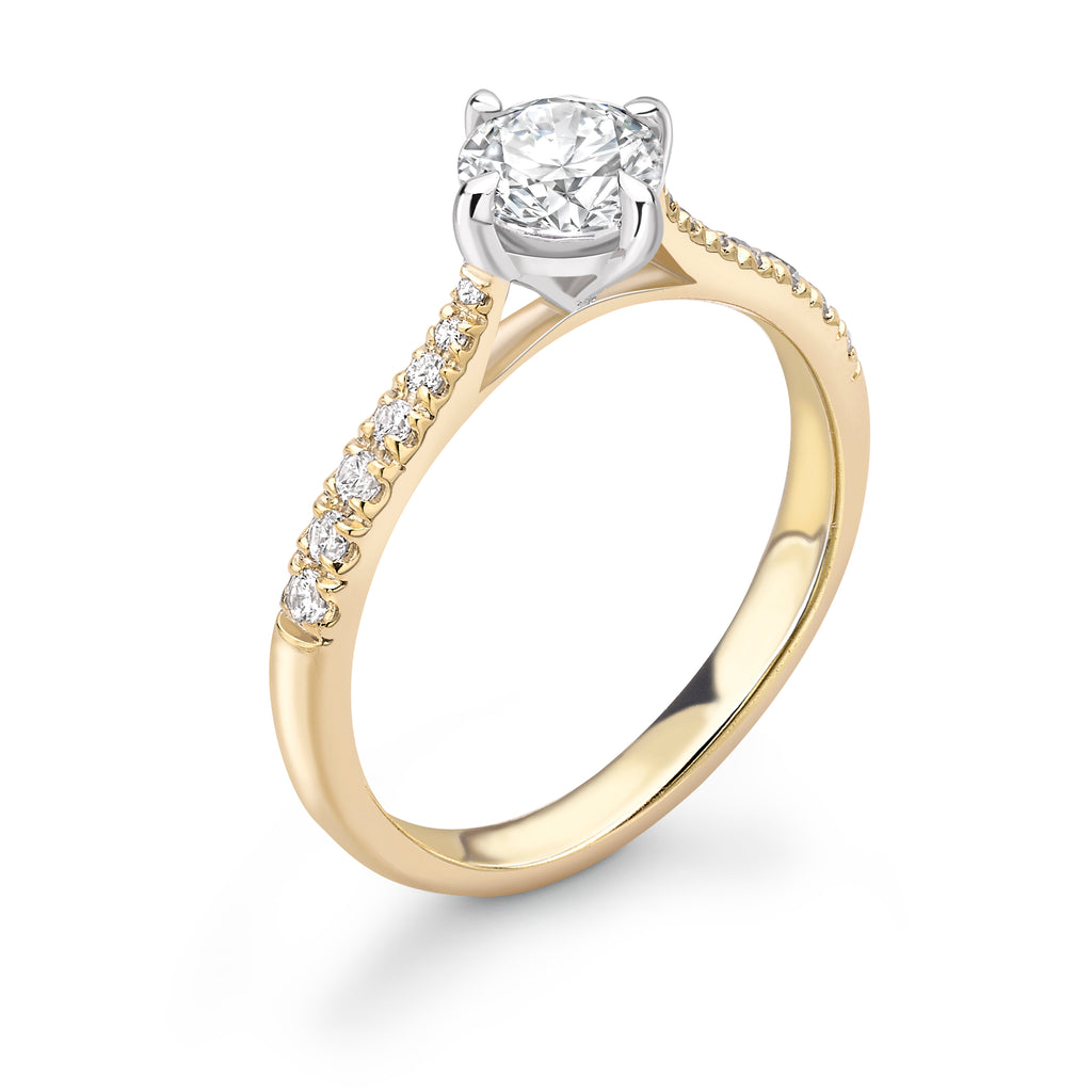 Emma -  Round Brilliant Shoulder Set Ring