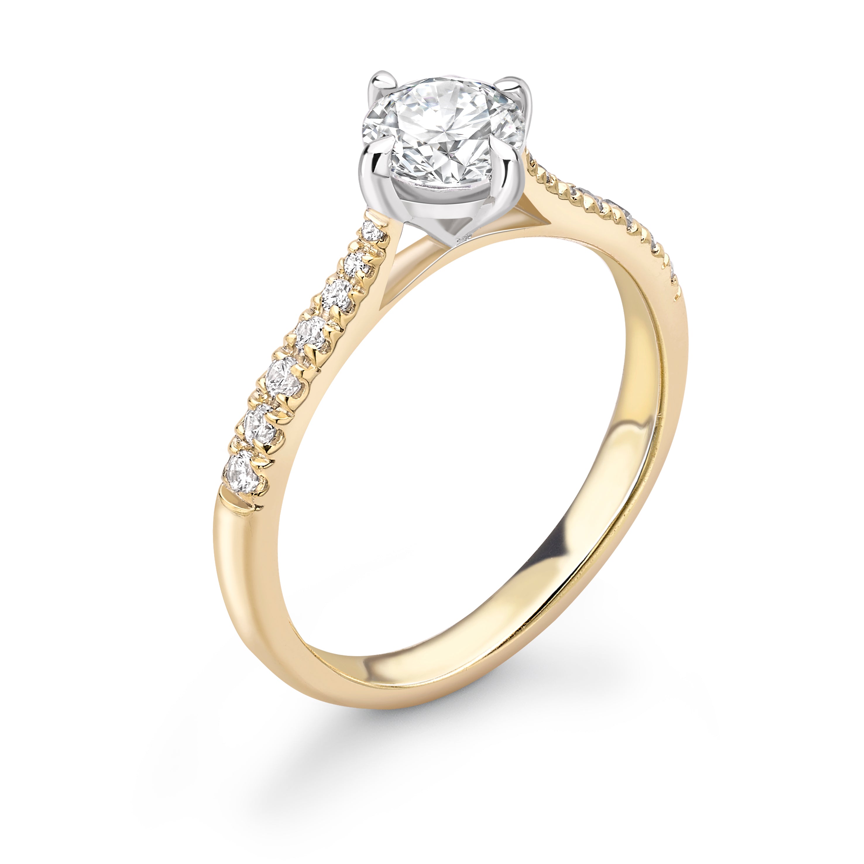 Emma -  Round Brilliant Shoulder Set Ring