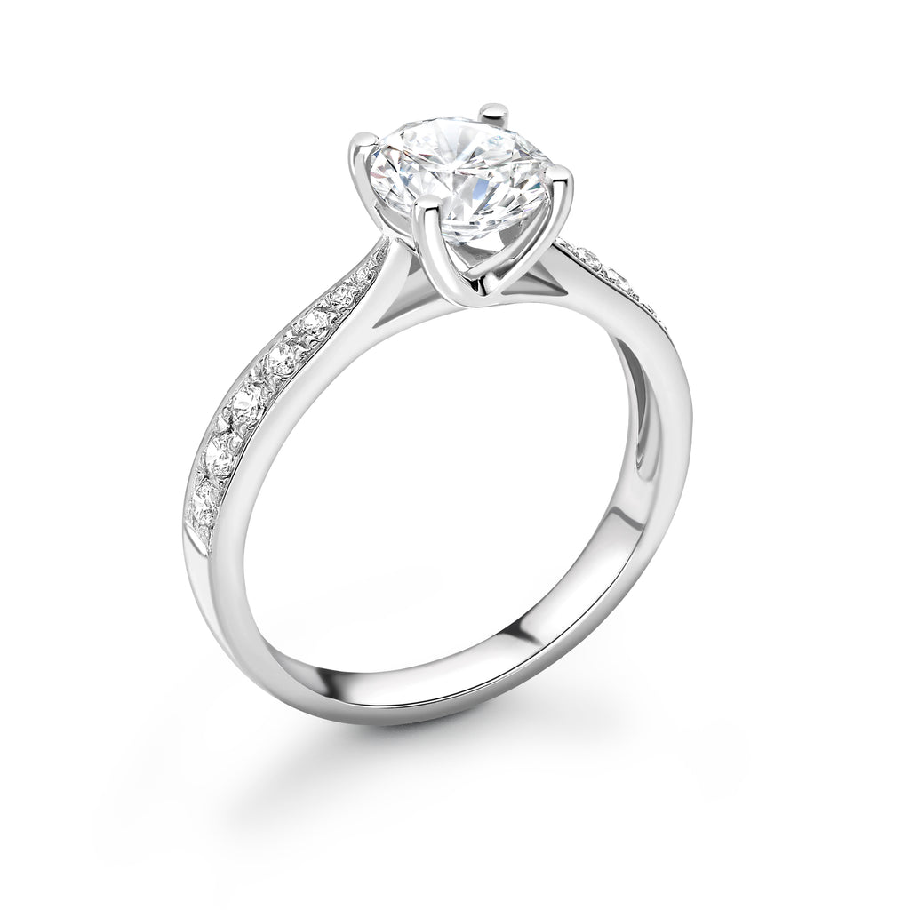 Violet - Round Brilliant, Shoulder Set Ring
