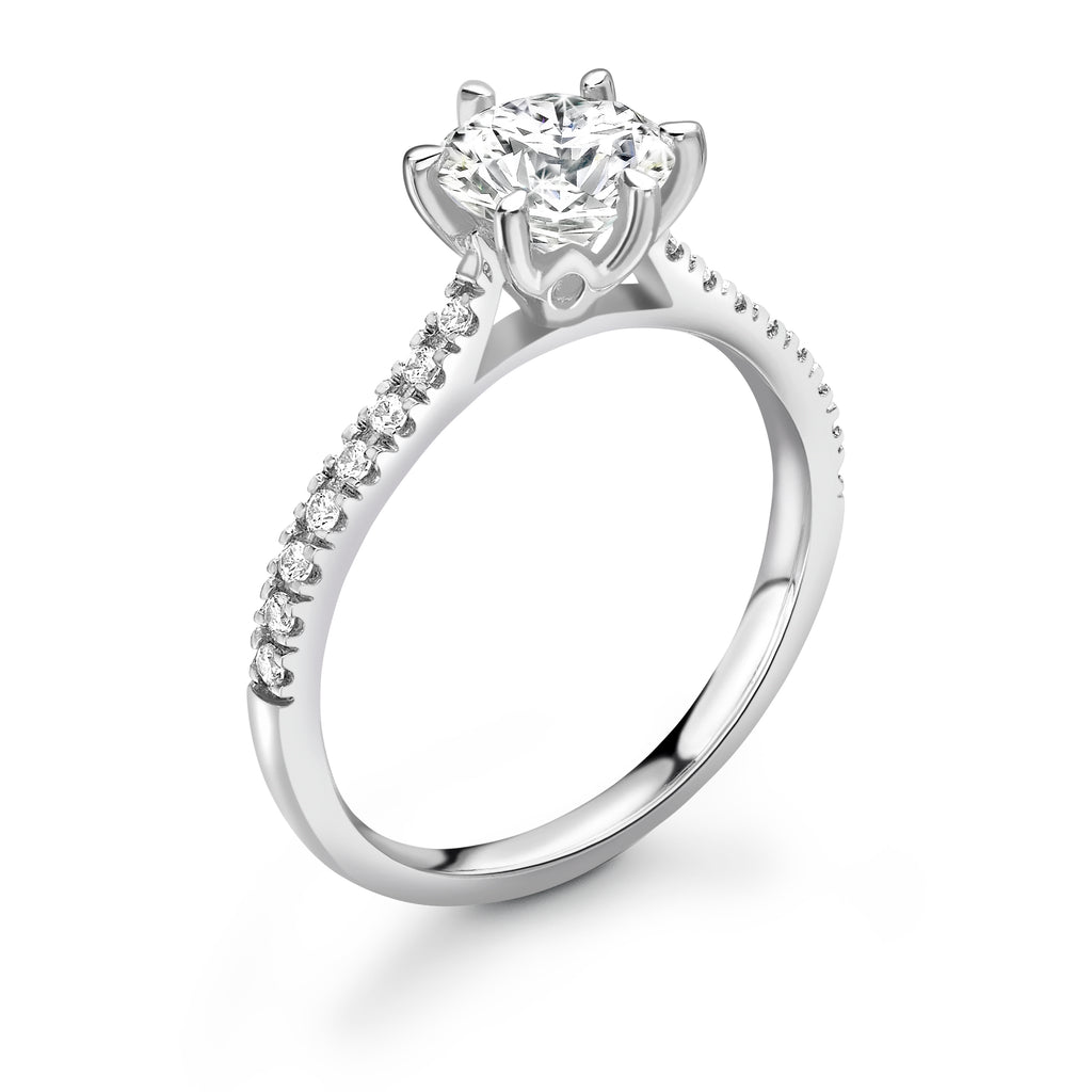Charlotte - Round Brilliant, Shoulder Set Ring