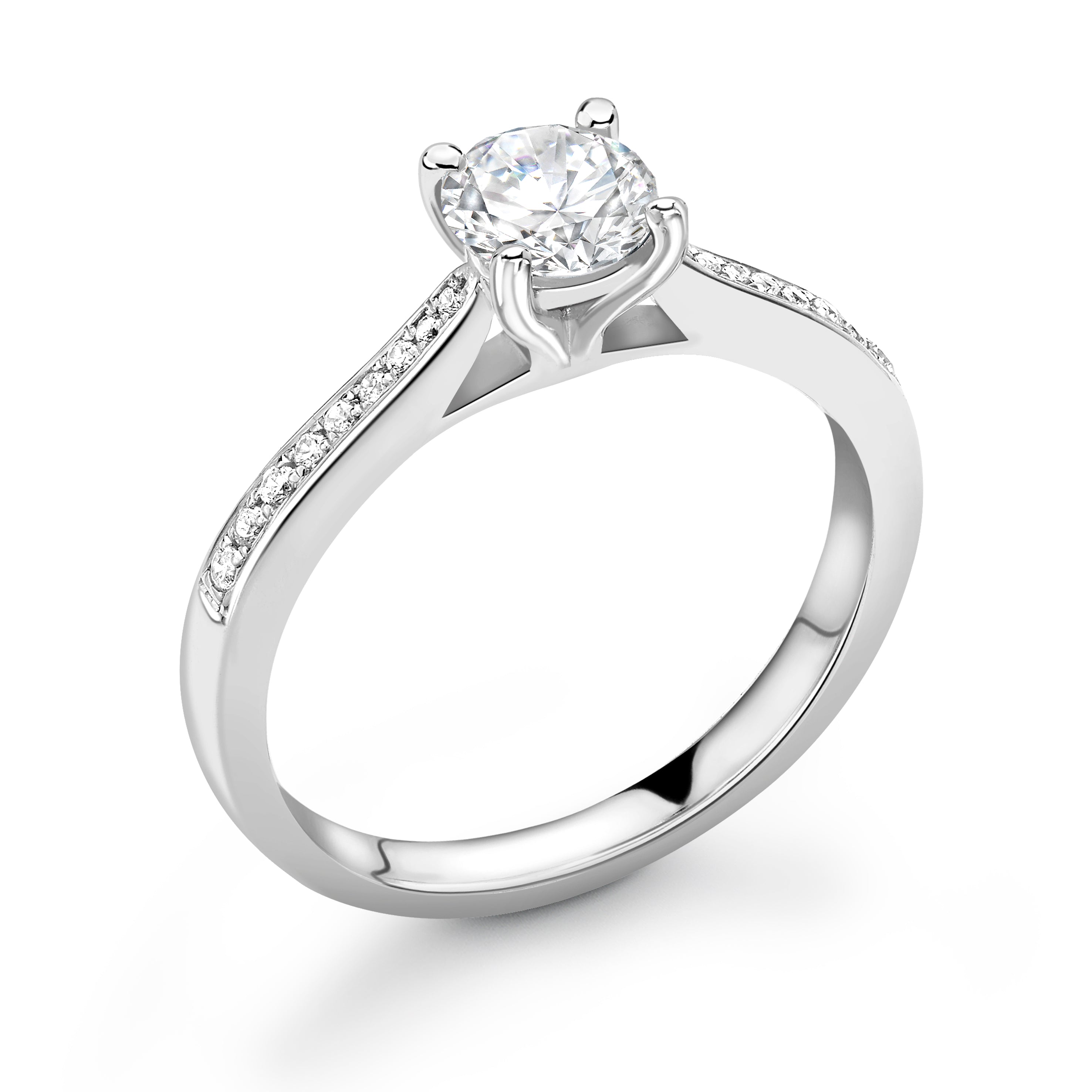Sofia - Round Brilliant, Shoulder Set Ring